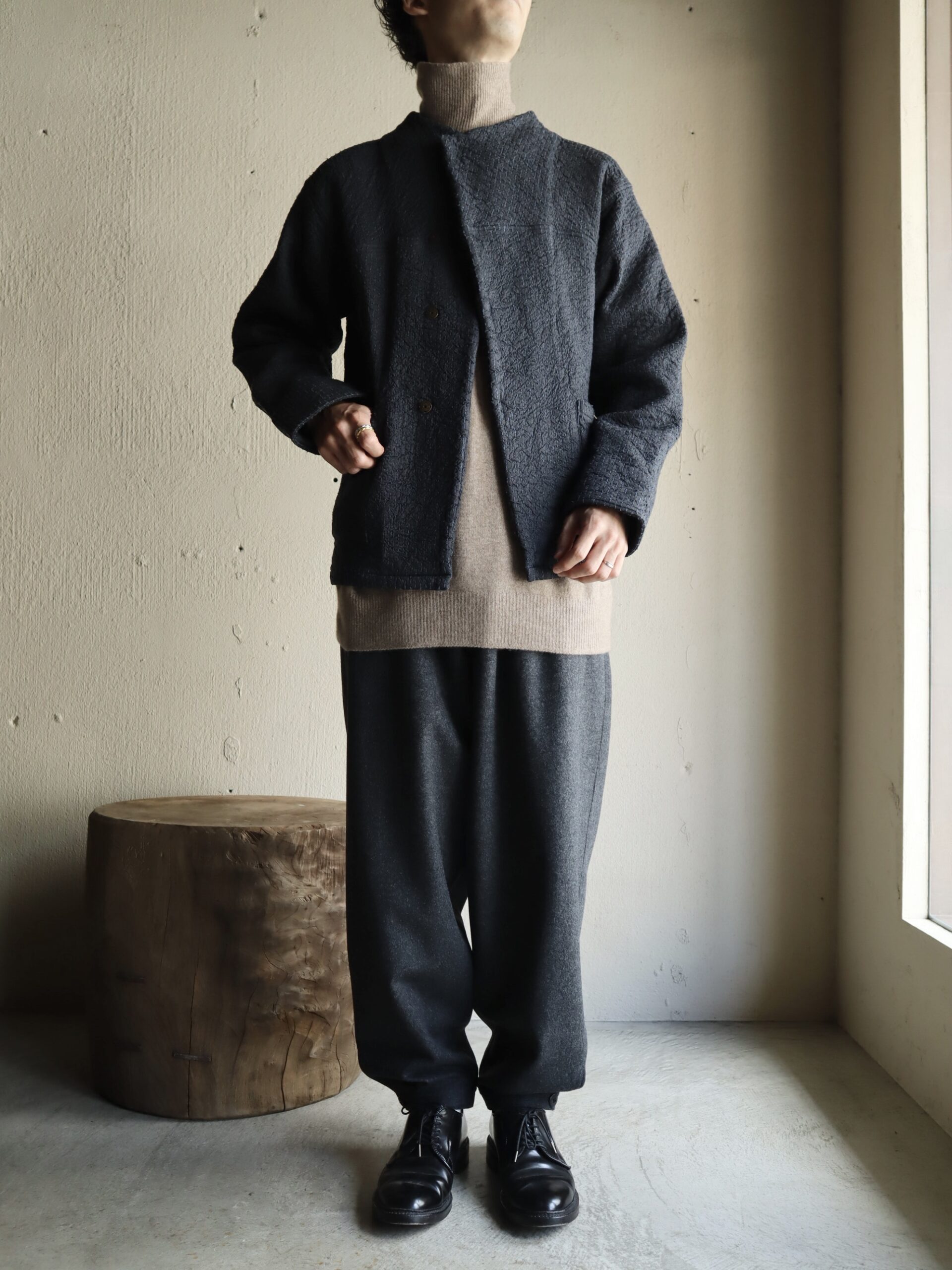 中わた刺し子織ジャケット 灰 (UNISEX) −JK-38− | mienisi