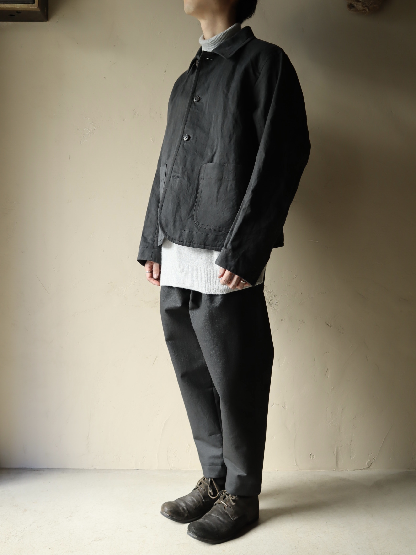 Simple Work Jacket (INK) −Japanese Paper × Cotton−