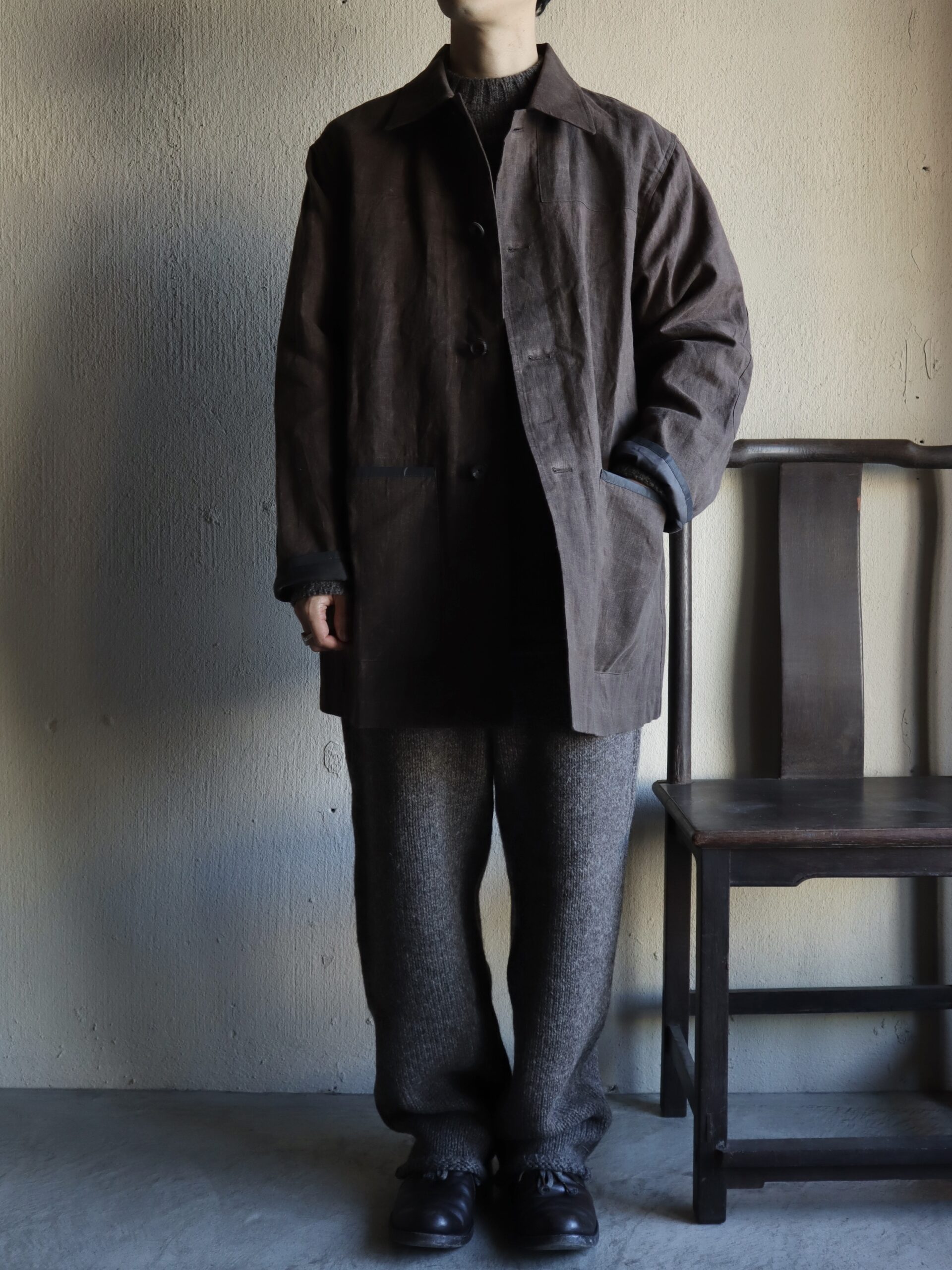 Donkey Coat (Muddy Brown) −Original Waxed Linen−